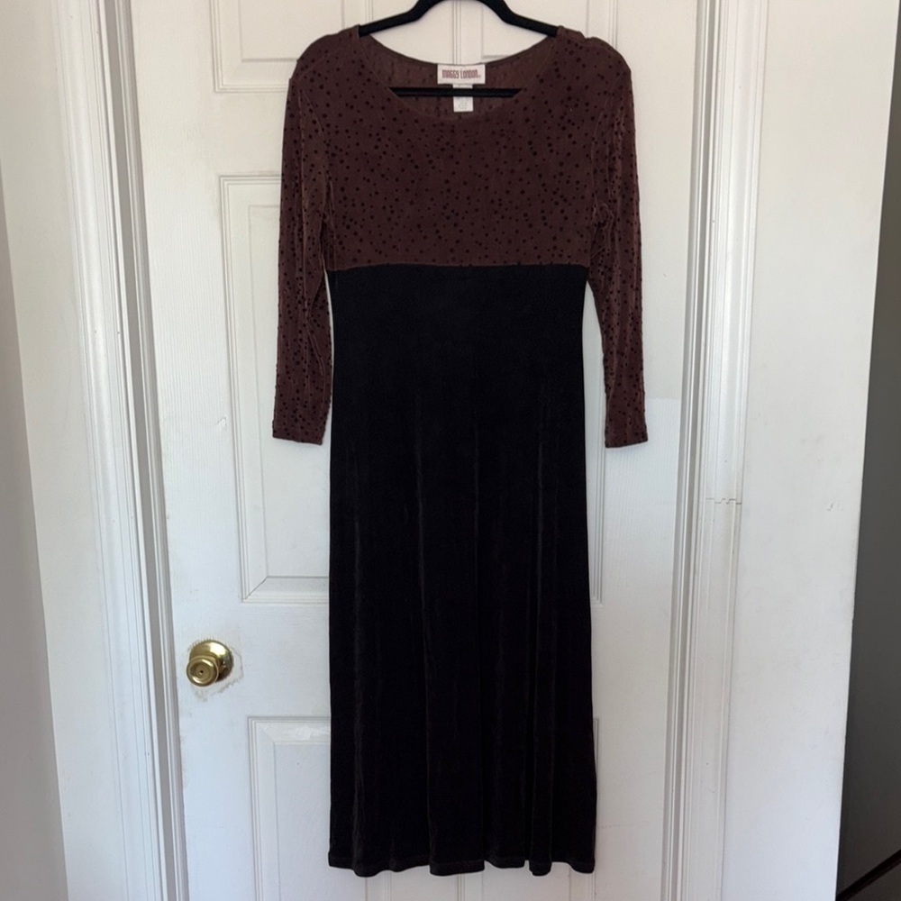Maggy London Colorblock Maxi Dress Black Brown Size M